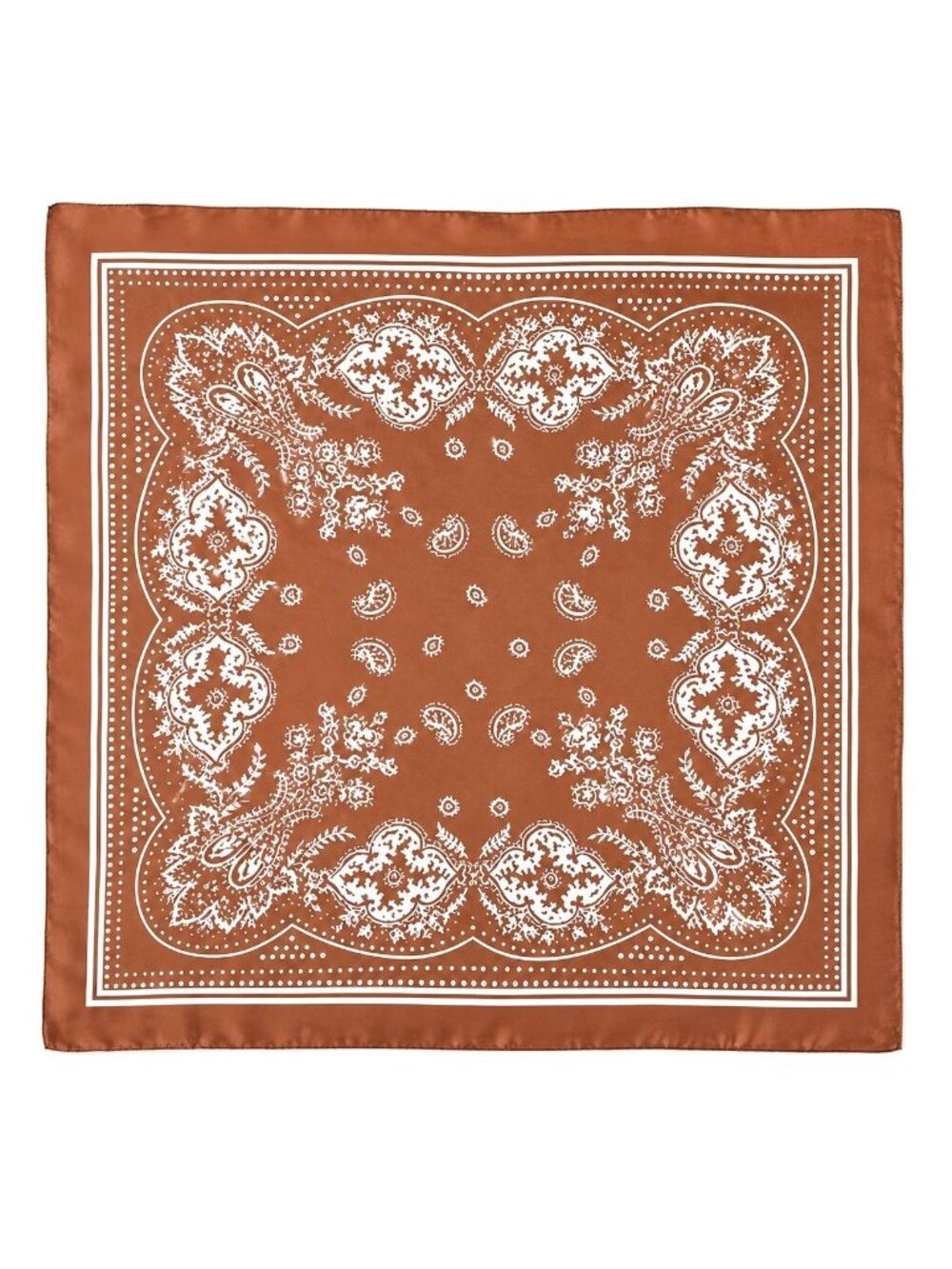 35x35 Cognac Brown Satin Wild Rag Paisley Scarf Western Cowgirl Hair Scarf